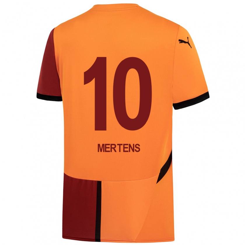 Kandiny Ženy Dries Mertens #10 Žltá Červená Dresy Hazai Csapatmez 2024/25 Triĭká