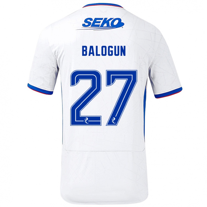 Kandiny Ženy Leon Balogun #27 Biela Modrá Dresy Idegenbeli Csapatmez 2024/25 Triĭká