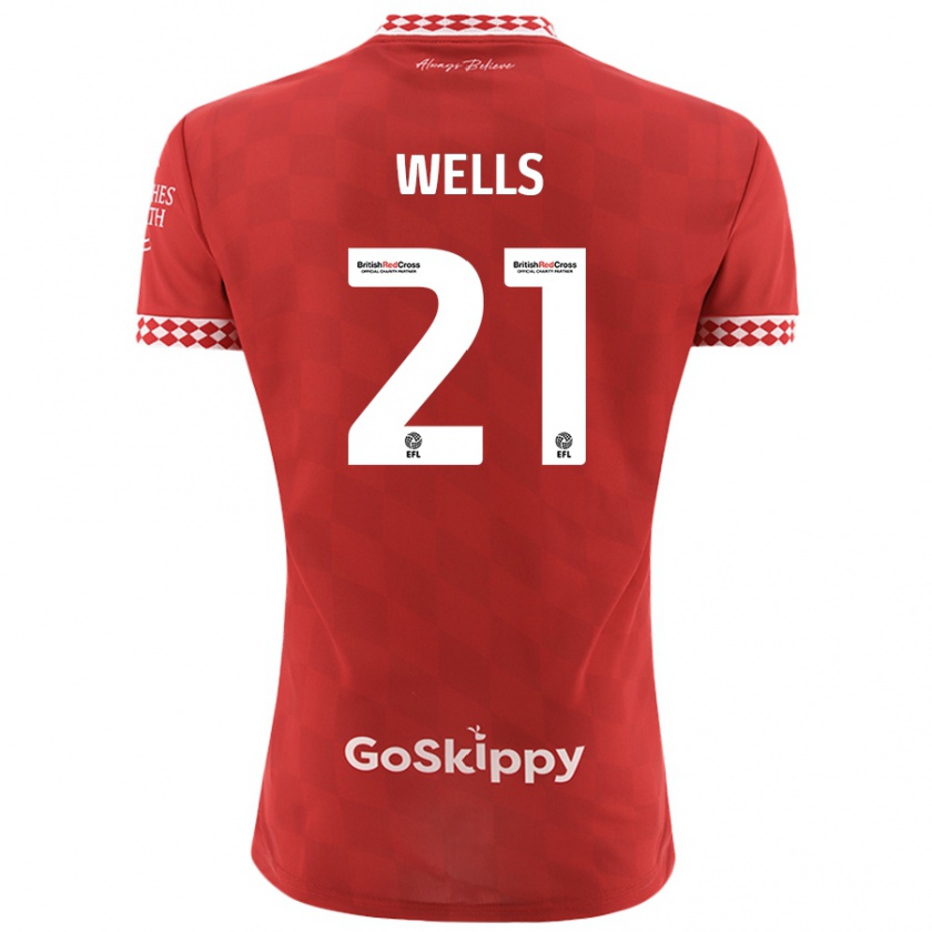 Kandiny Deti Nahki Wells #21 Červená Dresy Hazai Csapatmez 2024/25 Triĭká