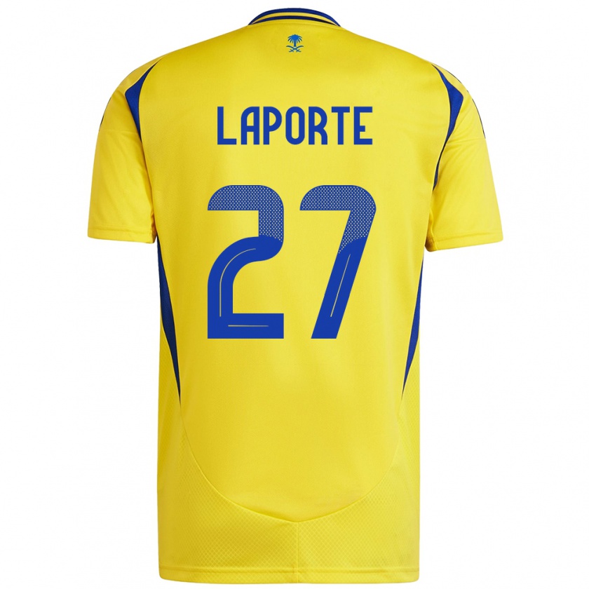 Kandiny Deti Aymeric Laporte #27 Žltá Modrá Dresy Hazai Csapatmez 2024/25 Triĭká