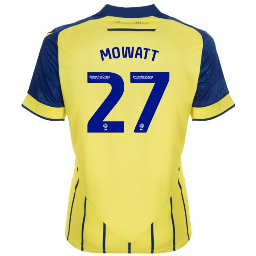 Kandiny Deti Alex Mowatt #27 Žltá Modrá Dresy Idegenbeli Csapatmez 2024/25 Triĭká