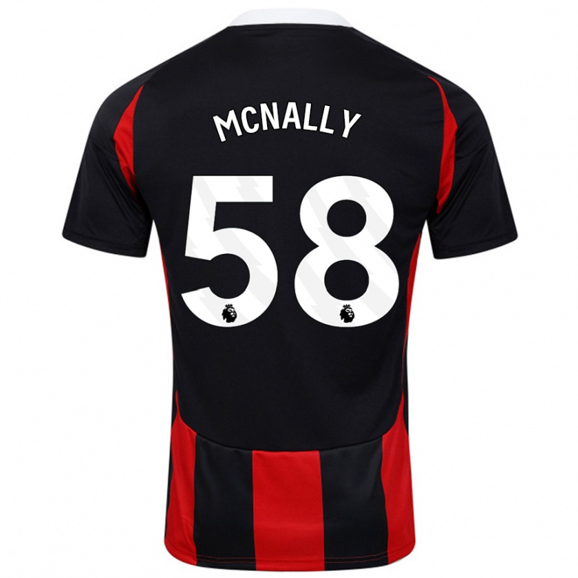 Kandiny Deti Alfie Mcnally #58 Čierna Červená Dresy Idegenbeli Csapatmez 2024/25 Triĭká