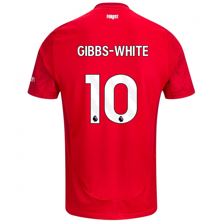 Kandiny Muži Morgan Gibbs-White #10 Červená Biela Dresy Hazai Csapatmez 2024/25 Triĭká