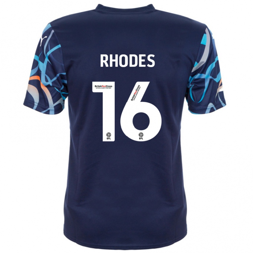 Kandiny Deti Jordan Rhodes #16 Námornícka Modrá Dresy Idegenbeli Csapatmez 2024/25 Triĭká