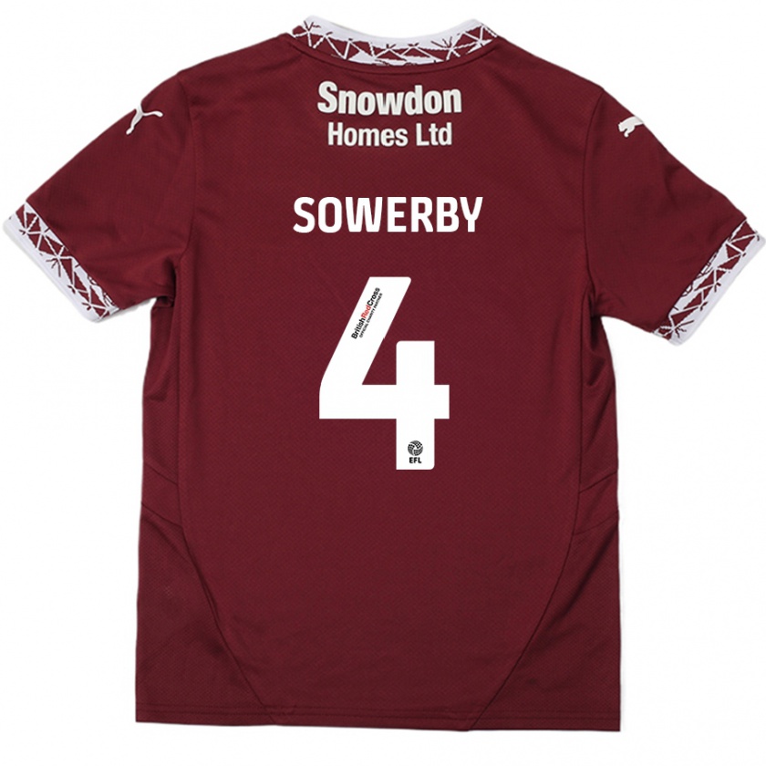 Kandiny Ženy Jack Sowerby #4 Burgundsko Dresy Hazai Csapatmez 2024/25 Triĭká