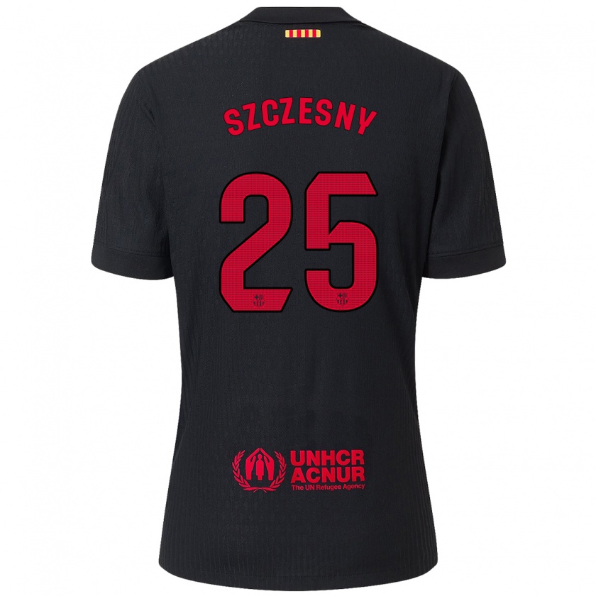 Kandiny Ženy Wojciech Szczesny #25 Čierna Červená Dresy Idegenbeli Csapatmez 2024/25 Triĭká