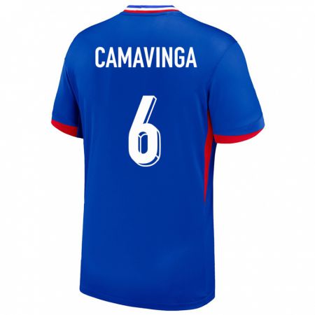 Kandiny Deti Francúzsko Eduardo Camavinga #6 Modrá Dresy Hazai Csapatmez 24-26 Triĭká
