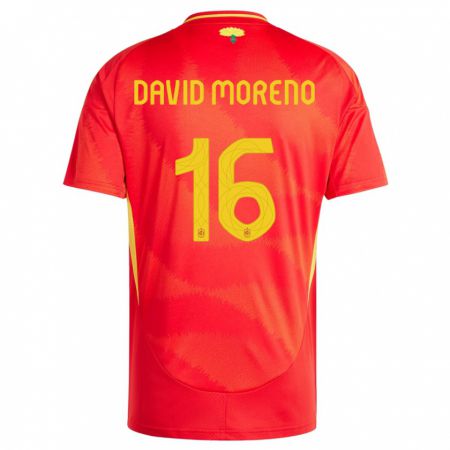 Kandiny Deti Španielsko Antonio David Moreno #16 Červená Dresy Hazai Csapatmez 24-26 Triĭká