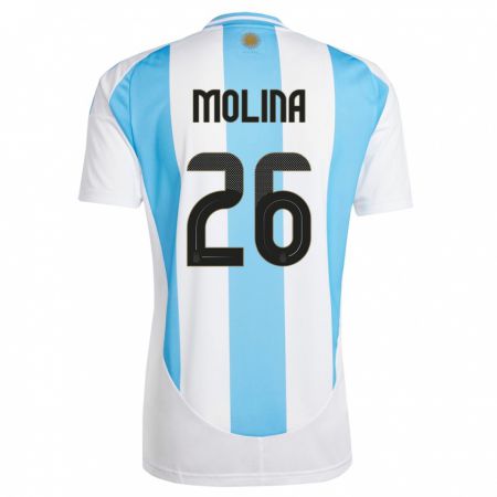 Kandiny Deti Argentína Nahuel Molina #26 Biela Modrá Dresy Hazai Csapatmez 24-26 Triĭká