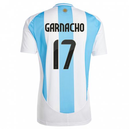 Kandiny Deti Argentína Alejandro Garnacho #17 Biela Modrá Dresy Hazai Csapatmez 24-26 Triĭká