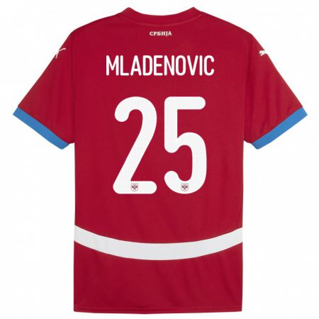 Kandiny Deti Srbsko Filip Mladenovic #25 Červená Dresy Hazai Csapatmez 24-26 Triĭká