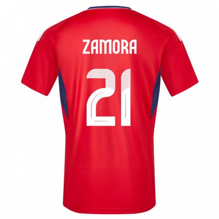 Kandiny Deti Kostarika Alvaro Zamora #21 Červená Dresy Hazai Csapatmez 24-26 Triĭká