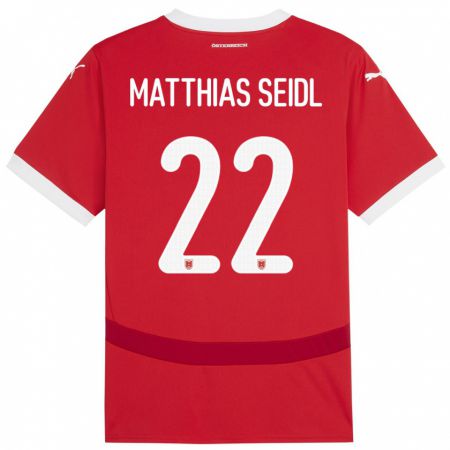 Kandiny Deti Rakúsko Matthias Seidl #22 Červená Dresy Hazai Csapatmez 24-26 Triĭká