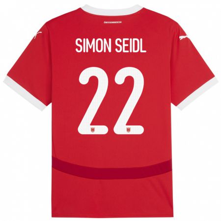 Kandiny Deti Rakúsko Simon Seidl #22 Červená Dresy Hazai Csapatmez 24-26 Triĭká