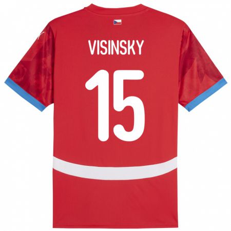 Kandiny Deti Česko Denis Visinsky #15 Červená Dresy Hazai Csapatmez 24-26 Triĭká