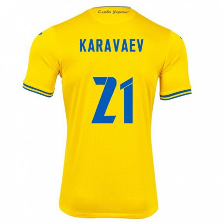 Kandiny Deti Ukrajina Oleksandr Karavaev #21 Žltá Dresy Hazai Csapatmez 24-26 Triĭká