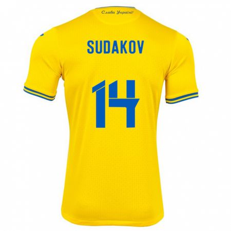 Kandiny Deti Ukrajina Georgiy Sudakov #14 Žltá Dresy Hazai Csapatmez 24-26 Triĭká