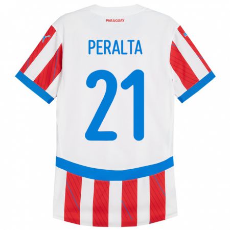 Kandiny Deti Paraguaj Fabrizio Peralta #21 Biela Červená Dresy Hazai Csapatmez 24-26 Triĭká