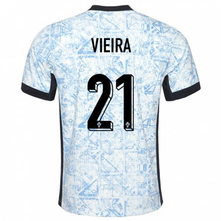 Kandiny Deti Portugalsko Fabio Vieira #21 Krémovo Modrá Dresy Idegenbeli Csapatmez 24-26 Triĭká