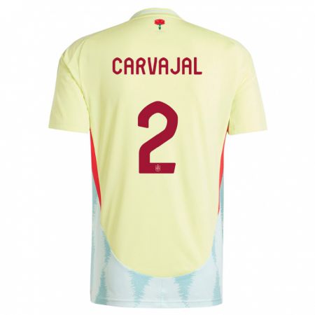 Kandiny Deti Španielsko Daniel Carvajal #2 Žltá Dresy Idegenbeli Csapatmez 24-26 Triĭká
