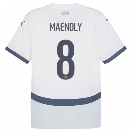 Kandiny Deti Švajčiarsko Sandy Maendly #8 Biely Dresy Idegenbeli Csapatmez 24-26 Triĭká