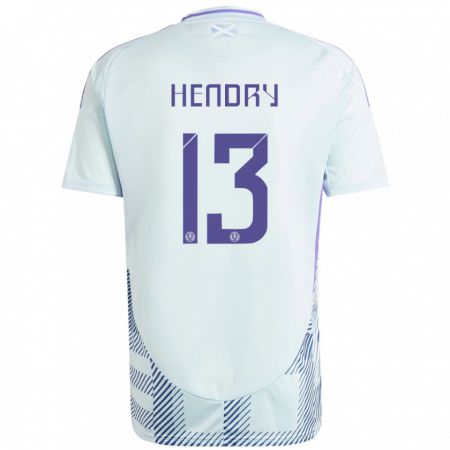 Kandiny Deti Škótsko Jack Hendry #13 Svetlo Mätovo Modrá Dresy Idegenbeli Csapatmez 24-26 Triĭká