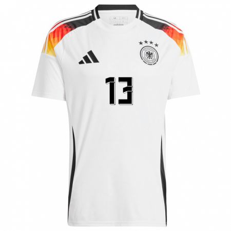 Kandiny Muži Nemecko Keke Topp #13 Biely Dresy Hazai Csapatmez 24-26 Triĭká