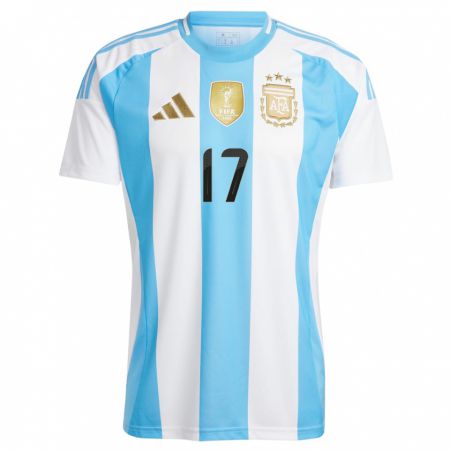 Kandiny Muži Argentína Alejandro Garnacho #17 Biela Modrá Dresy Hazai Csapatmez 24-26 Triĭká
