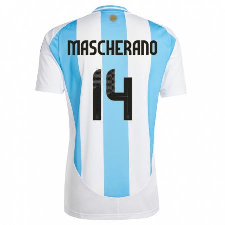 Kandiny Muži Argentína Javier Mascherano #14 Biela Modrá Dresy Hazai Csapatmez 24-26 Triĭká