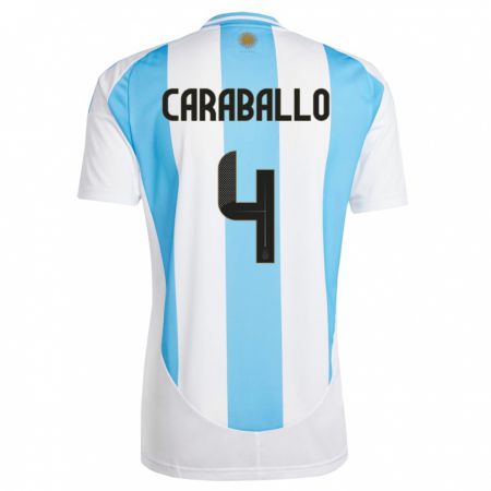 Kandiny Muži Argentína Brian Caraballo #4 Biela Modrá Dresy Hazai Csapatmez 24-26 Triĭká