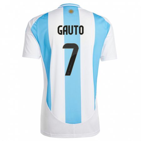Kandiny Muži Argentína Juan Gauto #7 Biela Modrá Dresy Hazai Csapatmez 24-26 Triĭká