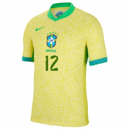 Kandiny Muži Brazília Weverton #12 Žltá Dresy Hazai Csapatmez 24-26 Triĭká