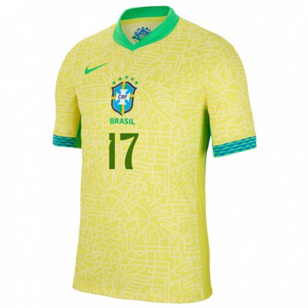 Kandiny Muži Brazília Juninho #17 Žltá Dresy Hazai Csapatmez 24-26 Triĭká