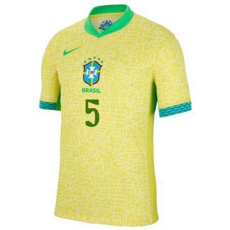 Kandiny Muži Brazília Casemiro #5 Žltá Dresy Hazai Csapatmez 24-26 Triĭká