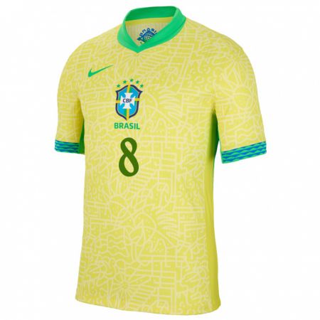 Kandiny Muži Brazília Alexsander #8 Žltá Dresy Hazai Csapatmez 24-26 Triĭká