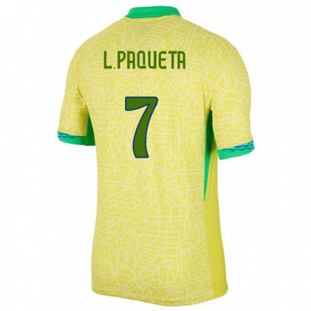 Kandiny Muži Brazília Lucas Paqueta #8 Žltá Dresy Hazai Csapatmez 24-26 Triĭká