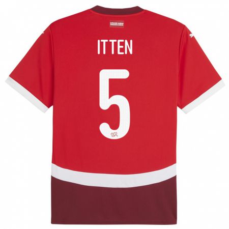 Kandiny Muži Švajčiarsko Cedric Itten #5 Červená Dresy Hazai Csapatmez 24-26 Triĭká