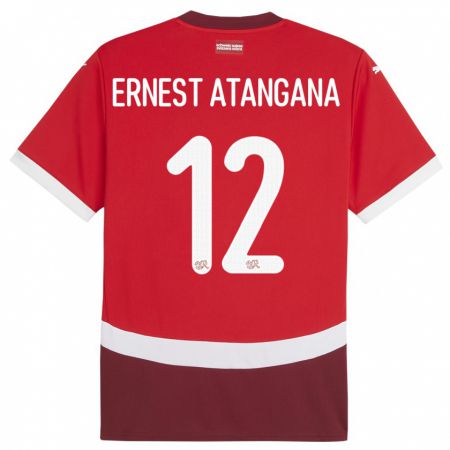 Kandiny Muži Švajčiarsko Brian Ernest Atangana #12 Červená Dresy Hazai Csapatmez 24-26 Triĭká