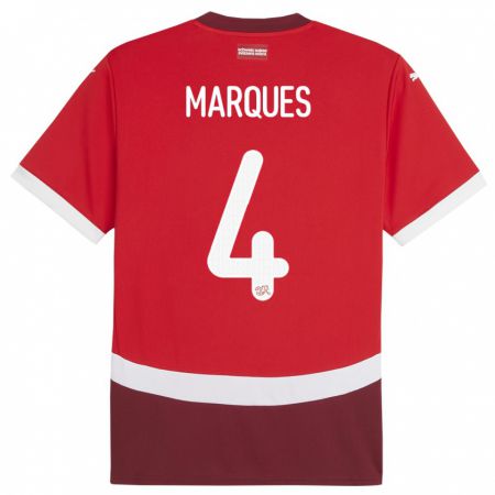 Kandiny Muži Švajčiarsko Christian Marques #4 Červená Dresy Hazai Csapatmez 24-26 Triĭká