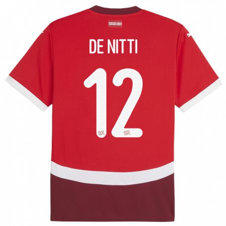 Kandiny Muži Švajčiarsko Gianni De Nitti #12 Červená Dresy Hazai Csapatmez 24-26 Triĭká
