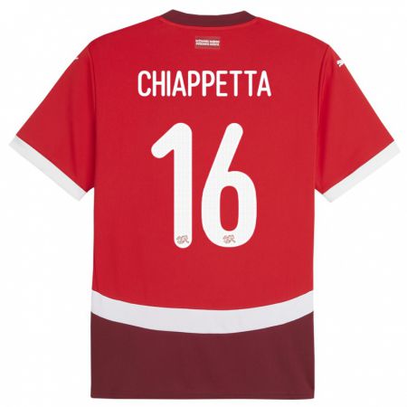 Kandiny Muži Švajčiarsko Carmine Chiappetta #16 Červená Dresy Hazai Csapatmez 24-26 Triĭká