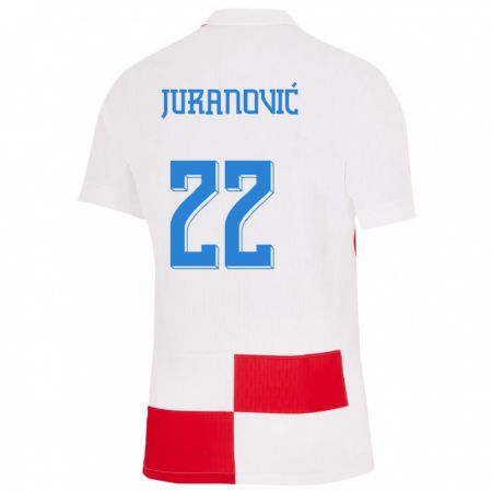 Kandiny Muži Chorvátsko Josip Juranovic #22 Biela Červená Dresy Hazai Csapatmez 24-26 Triĭká