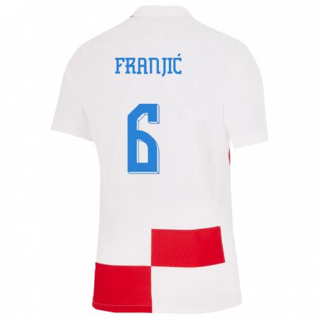 Kandiny Muži Chorvátsko Bartol Franjic #6 Biela Červená Dresy Hazai Csapatmez 24-26 Triĭká