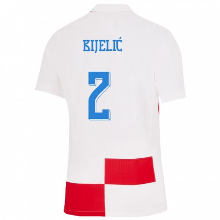 Kandiny Muži Chorvátsko Dario Bijelic #2 Biela Červená Dresy Hazai Csapatmez 24-26 Triĭká