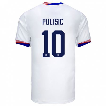 Kandiny Muži Americké Christian Pulisic #10 Biely Dresy Hazai Csapatmez 24-26 Triĭká