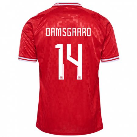 Kandiny Muži Dánsko Mikkel Damsgaard #14 Červená Dresy Hazai Csapatmez 24-26 Triĭká