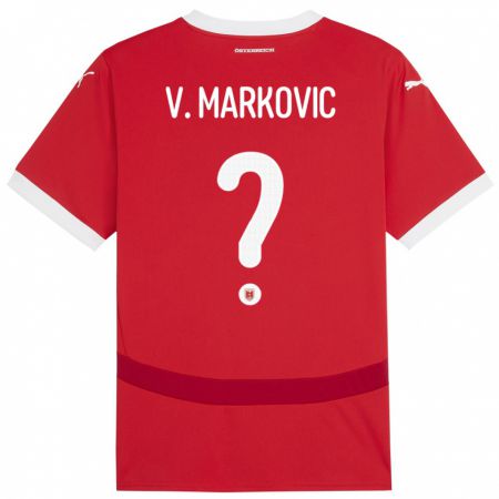Kandiny Muži Rakúsko Vasilije Markovic #0 Červená Dresy Hazai Csapatmez 24-26 Triĭká