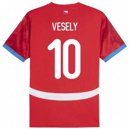 Kandiny Muži Česko David Vesely #10 Červená Dresy Hazai Csapatmez 24-26 Triĭká