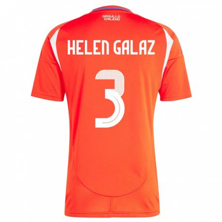 Kandiny Muži Čile Su Helen Galaz #3 Červená Dresy Hazai Csapatmez 24-26 Triĭká