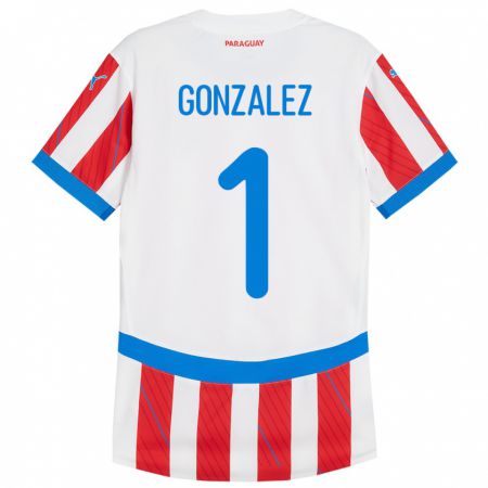 Kandiny Muži Paraguaj Ángel González #1 Biela Červená Dresy Hazai Csapatmez 24-26 Triĭká
